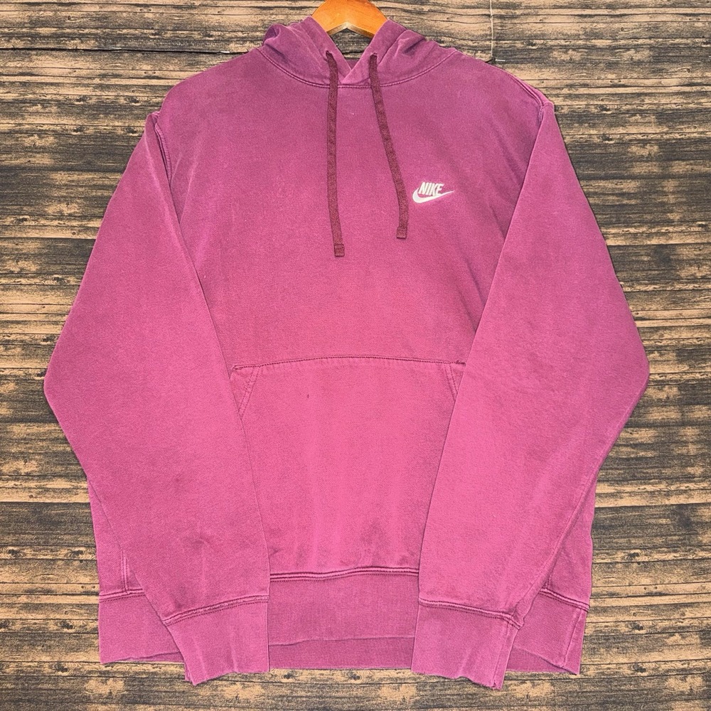Nike Men's Sportswear Club Fleece Hoodie Burgundy Maroon BV2654-638 Size Large